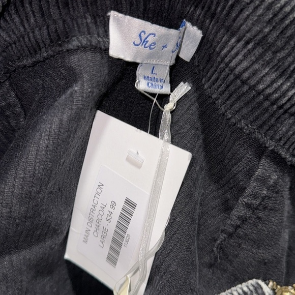 Corduroy skirt she & sky large grunge big pockets zippered front dark academia - Picture 3 of 4